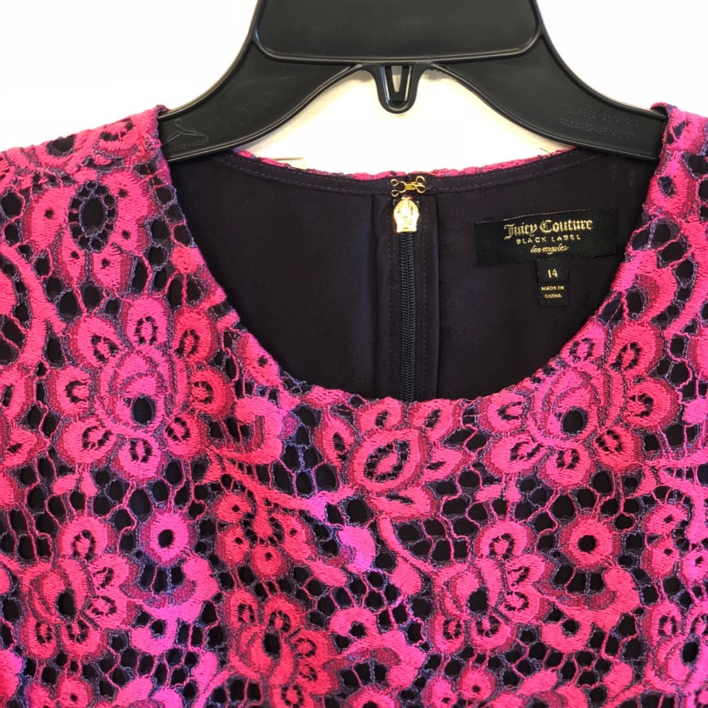 Juicy Couture Lace Floral Dress New 14 Plum-Pink - Picture 4 of 5